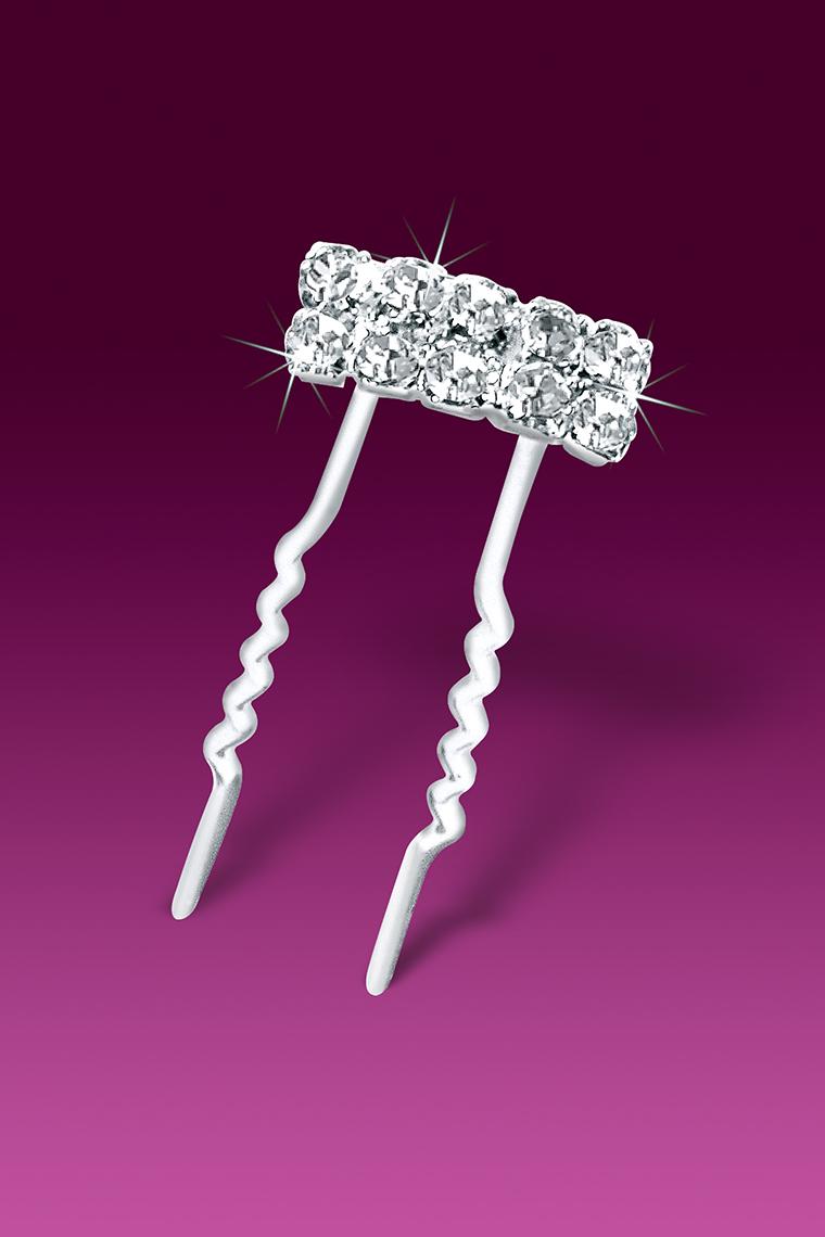 6-Piece Double Row Crystal Rhinestone Bar Hair Pins