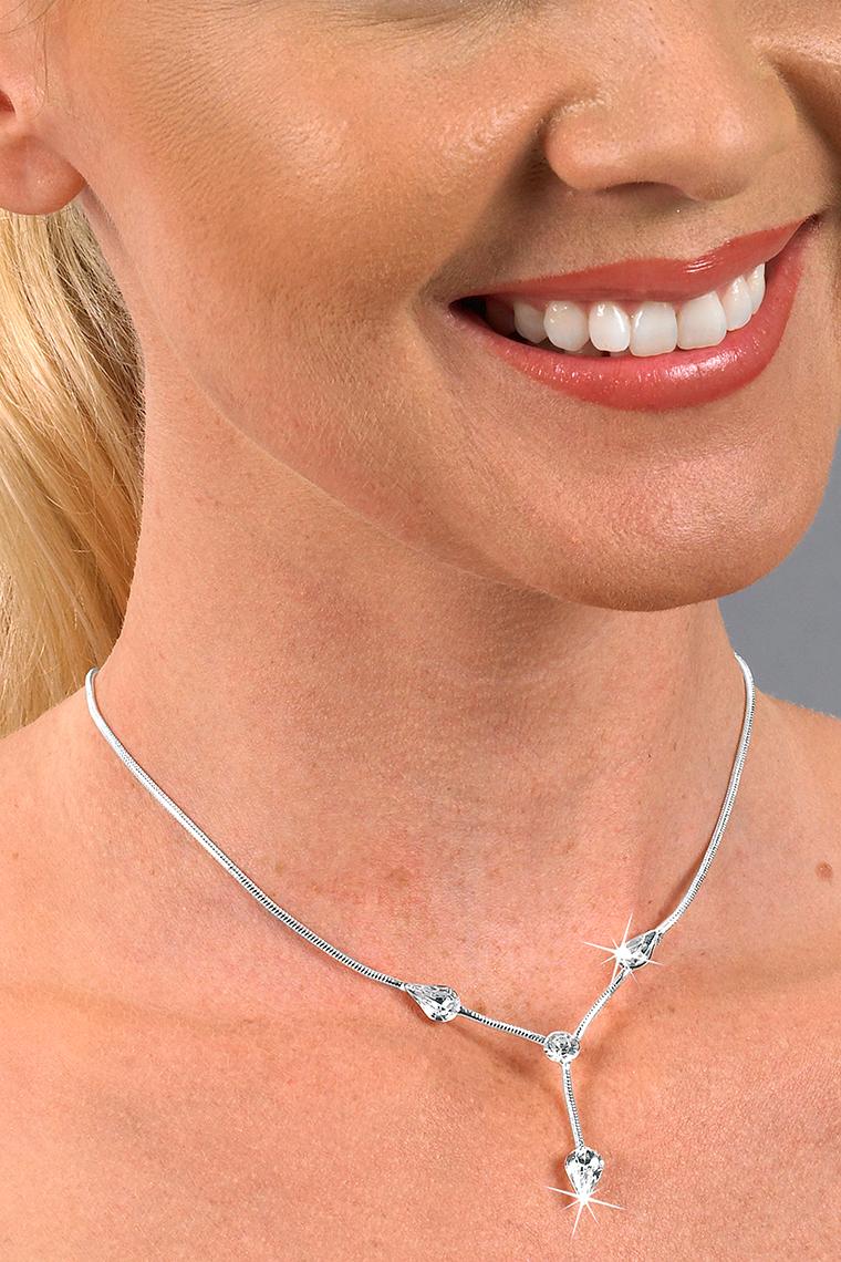 Pear Crystal Rhinestone Drop Bridesmaid Necklace