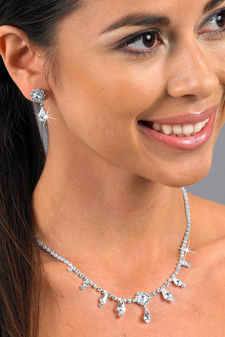 Posy Drops Crystal Rhinestone Necklace Set