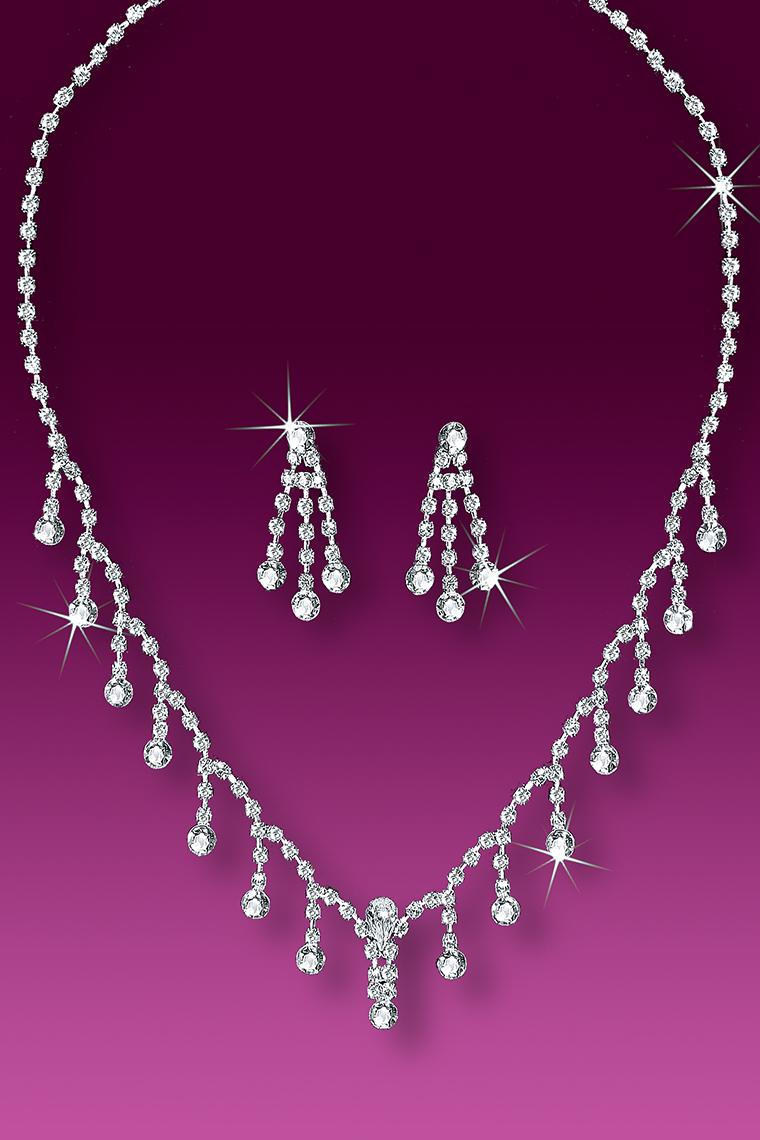 Royal Princess Bridal Crystal Rhinestone Necklace Set
