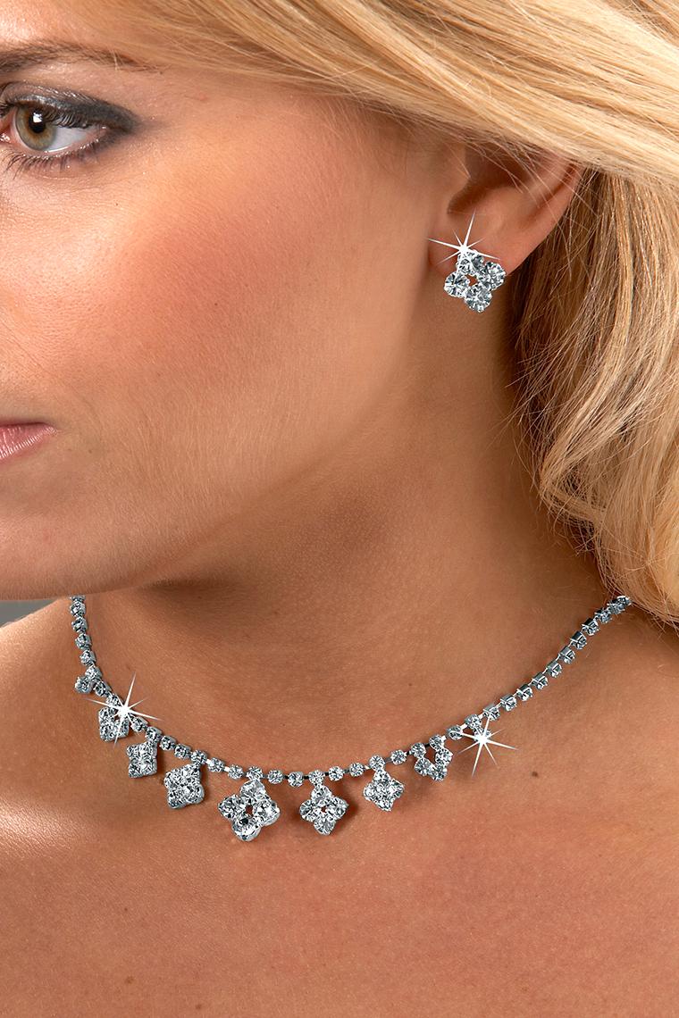 Diamond Shape Crystal Rhinestone Jewelry Set