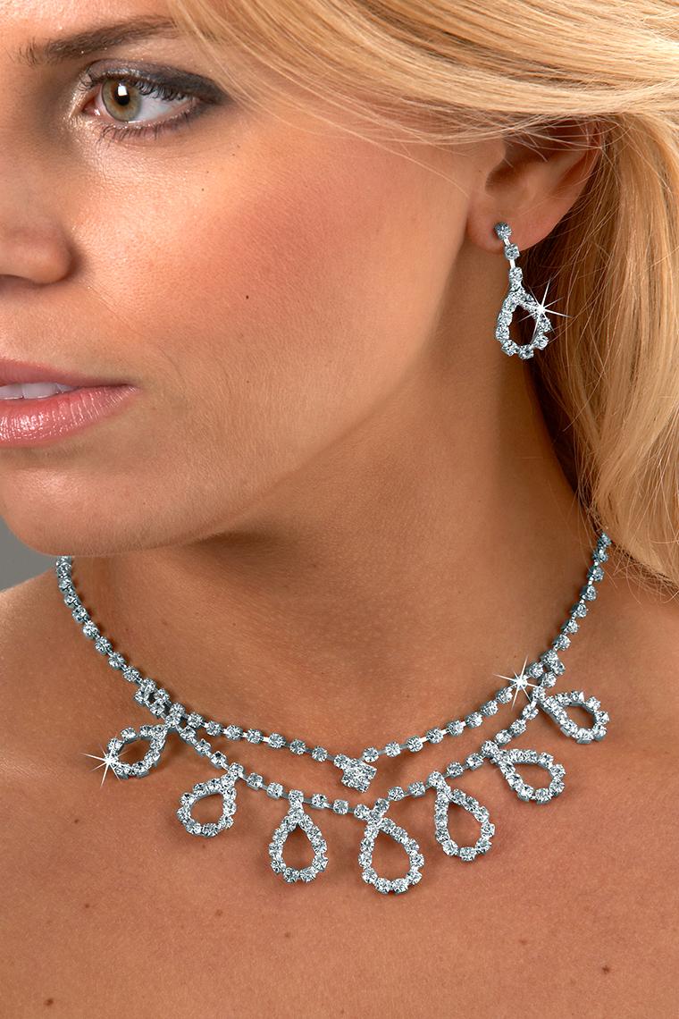 Wedding Looped Crystal Rhinestone Jewelry Set