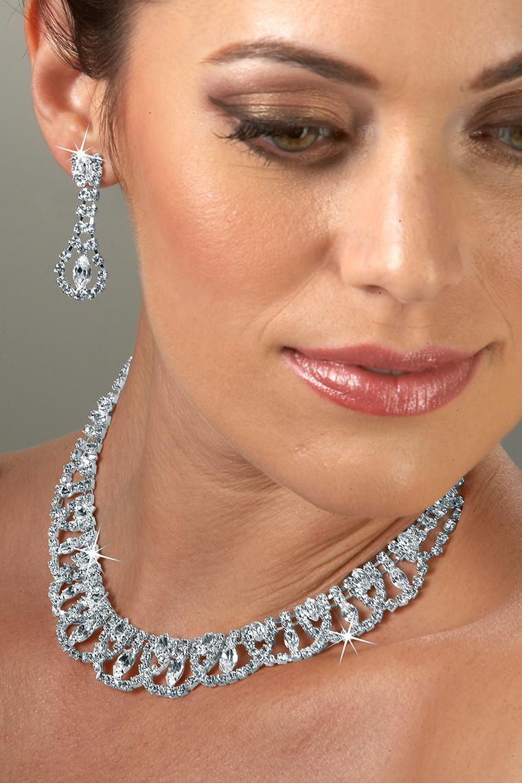 Braided Crystal Rhinestone Necklace Set