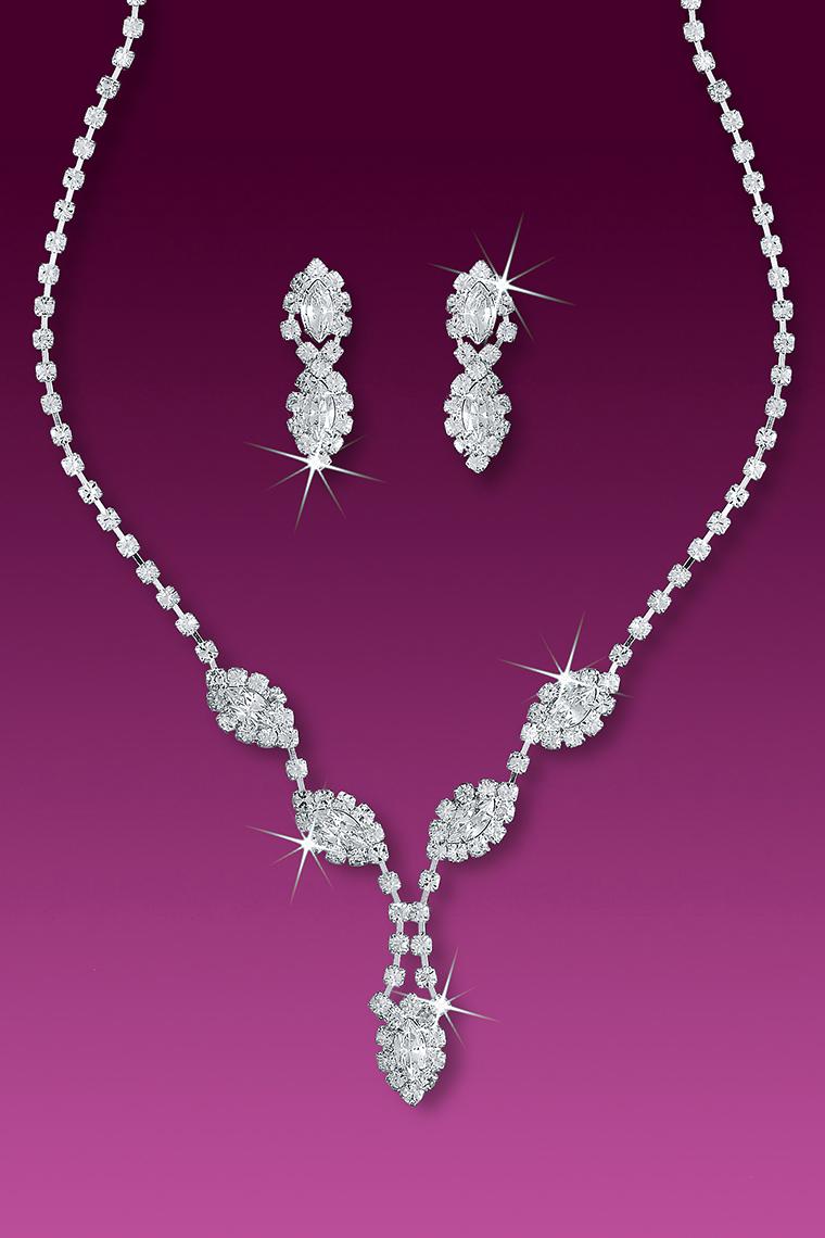 Magnificent Marquis Crystal Rhinestone Necklace Set