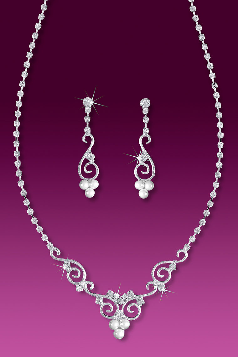 Delicate Crystal Rhinestone Wedding Necklace Set