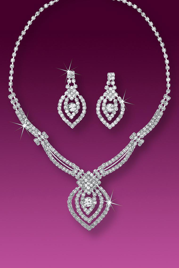 Jewel of the Nile Rhinestone Necklace and Earring Set