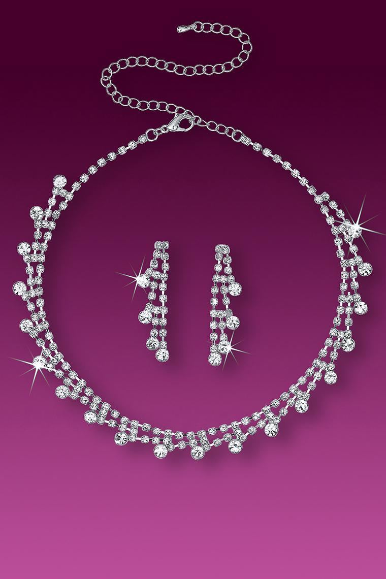 Socialite Crystal Rhinestone Necklace and Earring Set