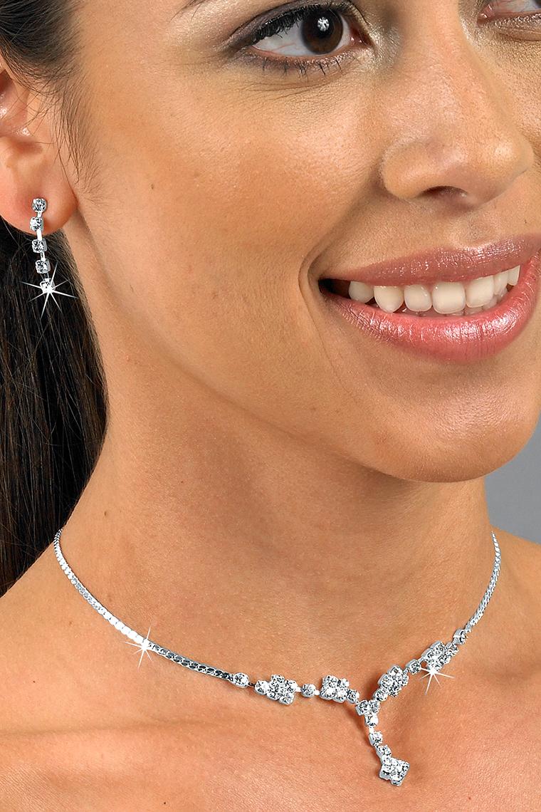 French Style Crystal Rhinestone Drop Jewelry Set