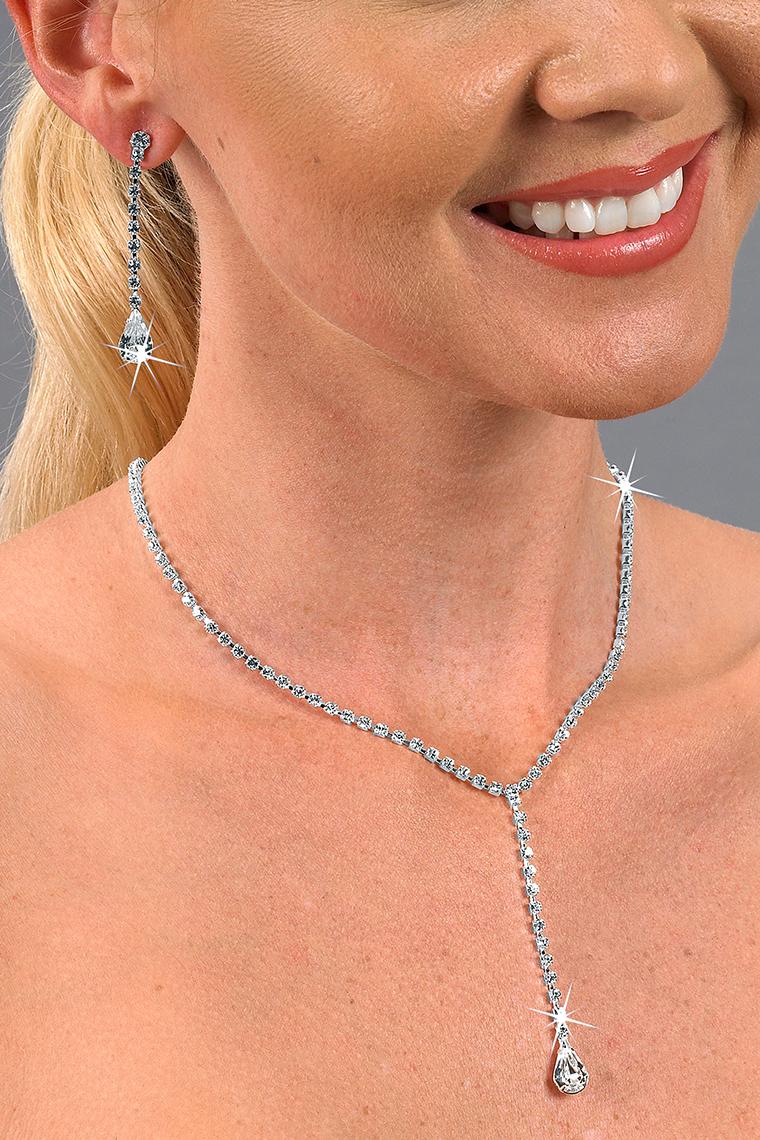 Pear Shaped Rhinestone Drop Bridesmaid Jewelry Set