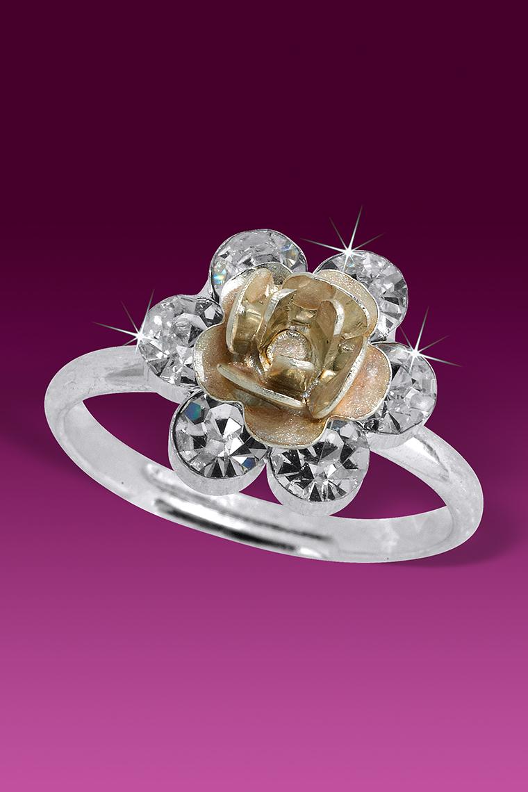Flowering Petals Crystal Rhinestone Ring