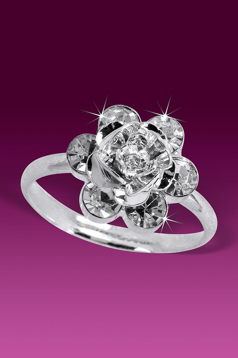 Flowering Petals Crystal Rhinestone Ring