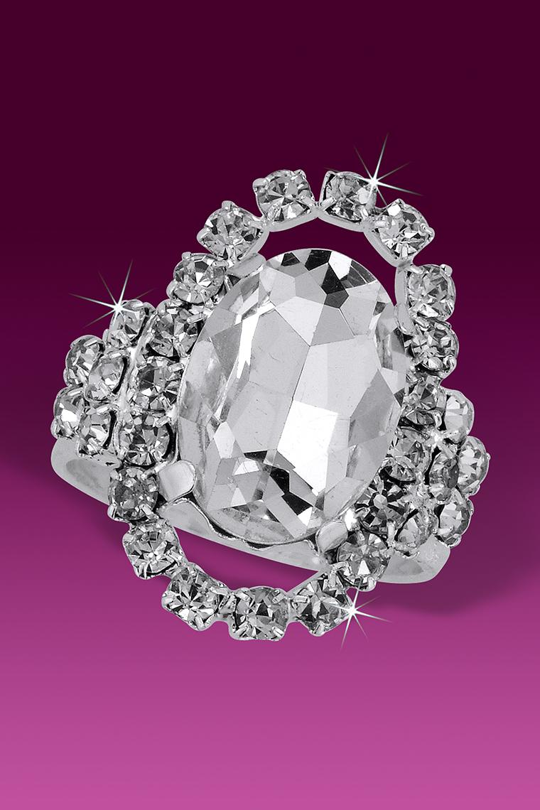 Glam Rock Crystal Rhinestone Cocktail Ring