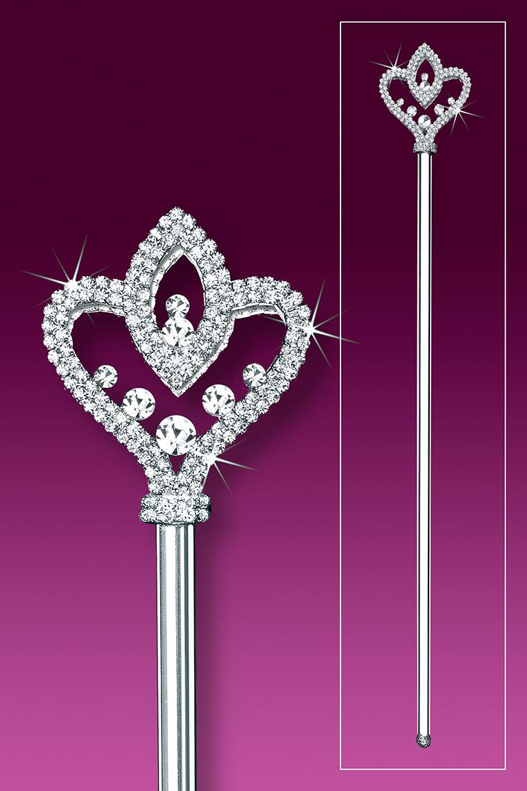 Crystal Rhinestone Scepter With 2 Sided Crowning Glory Top