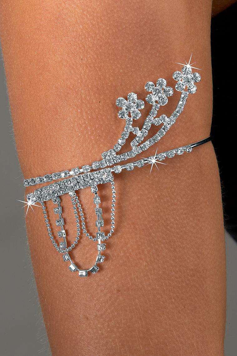 Floral Chain Rhinestone Arm Bracelet