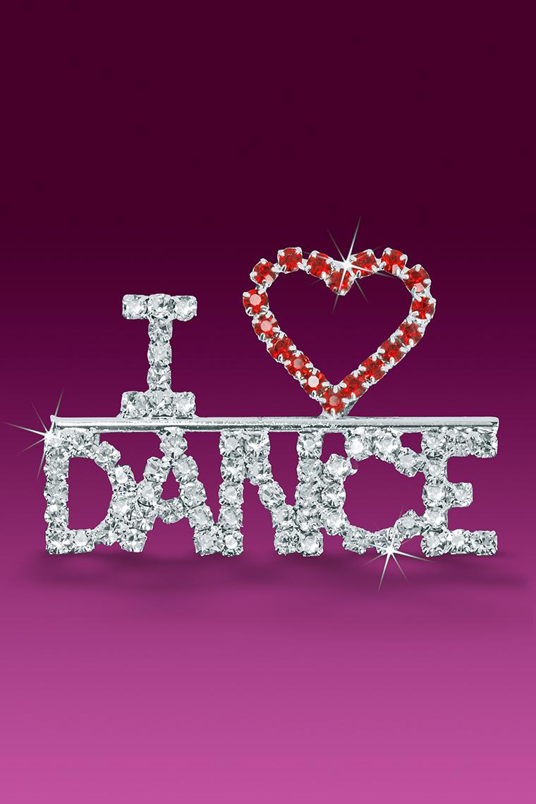 WPDN022 I Love Dance Rhinestone Word Pin