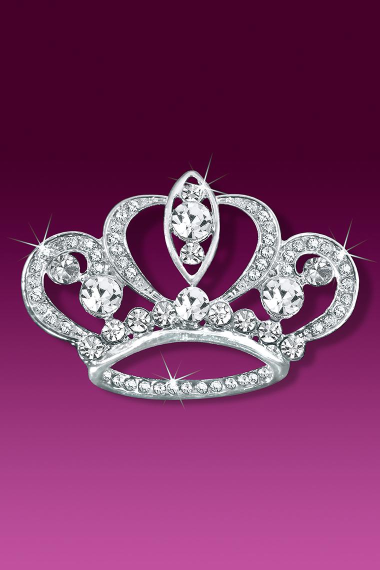 Simply Elegant Rhinestone Tiara Crown Pin Brooch