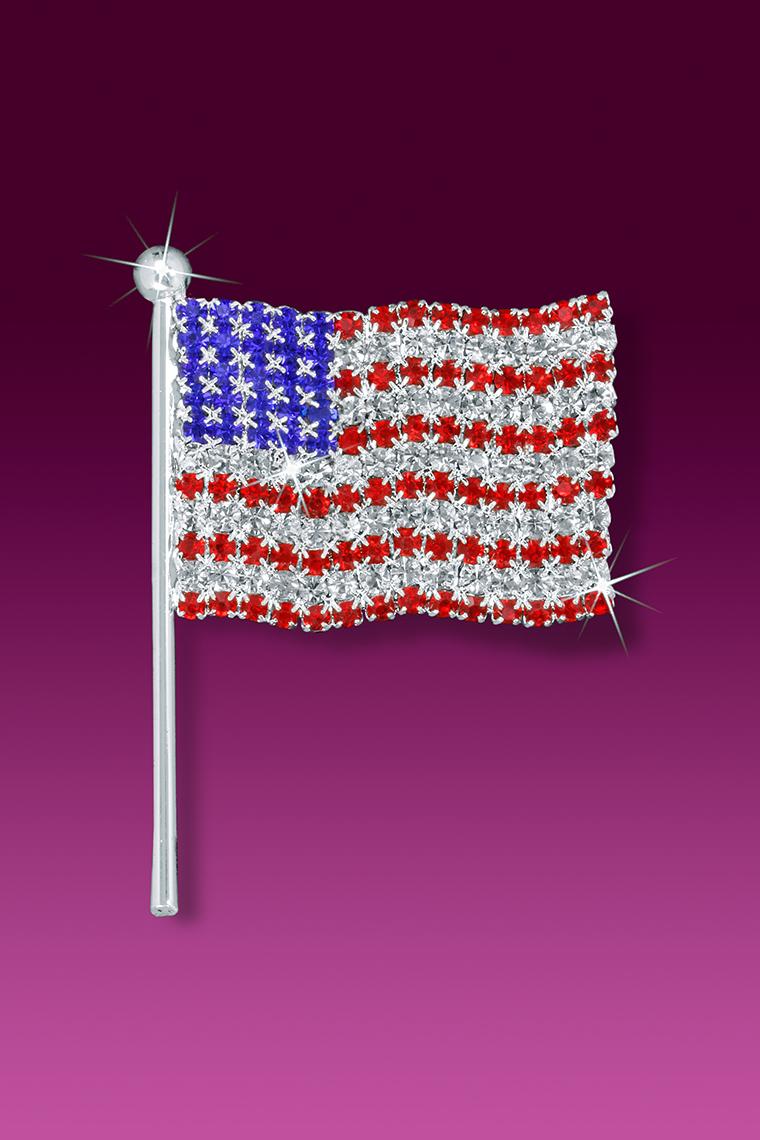 American Flag Rhinestone Pin